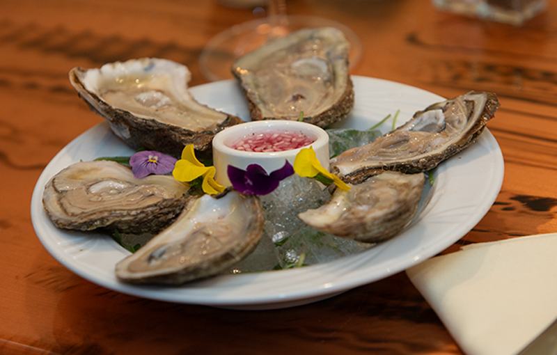 Oysters on the half shell with mignonette
