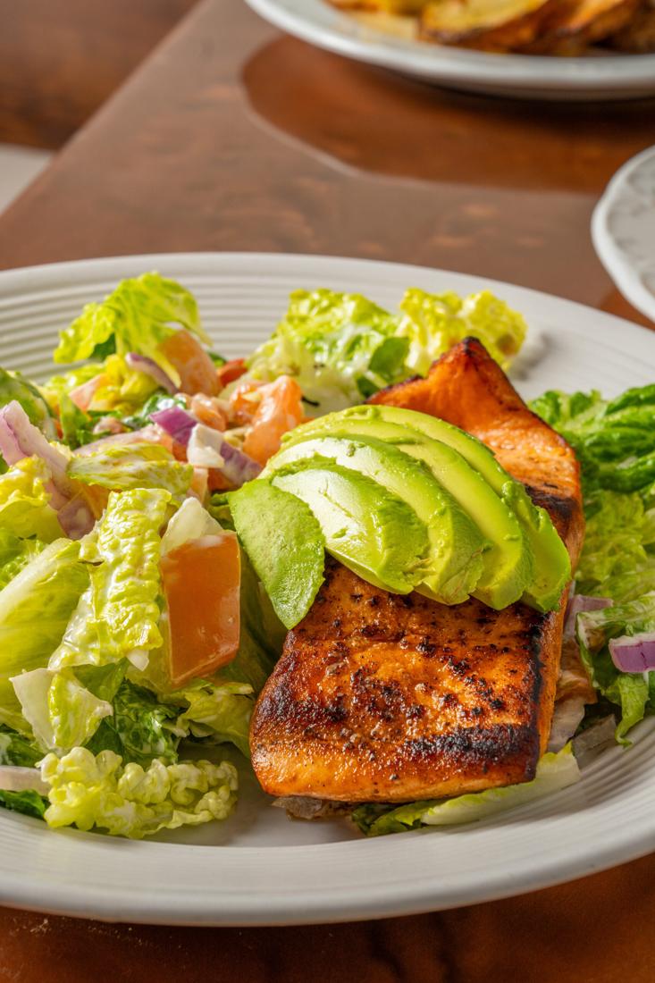 Salmon salad with avocado